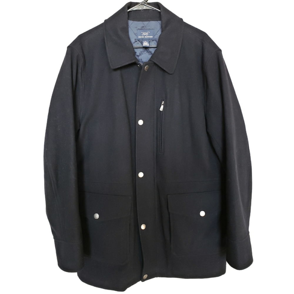 Brooks Brothers 346 Black Wool Walking Coat
